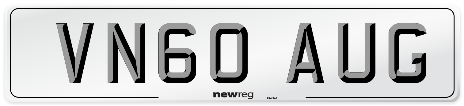 VN60 AUG Number Plate from New Reg